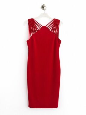 Women's Red Strappy Sheath Cocktail Dress